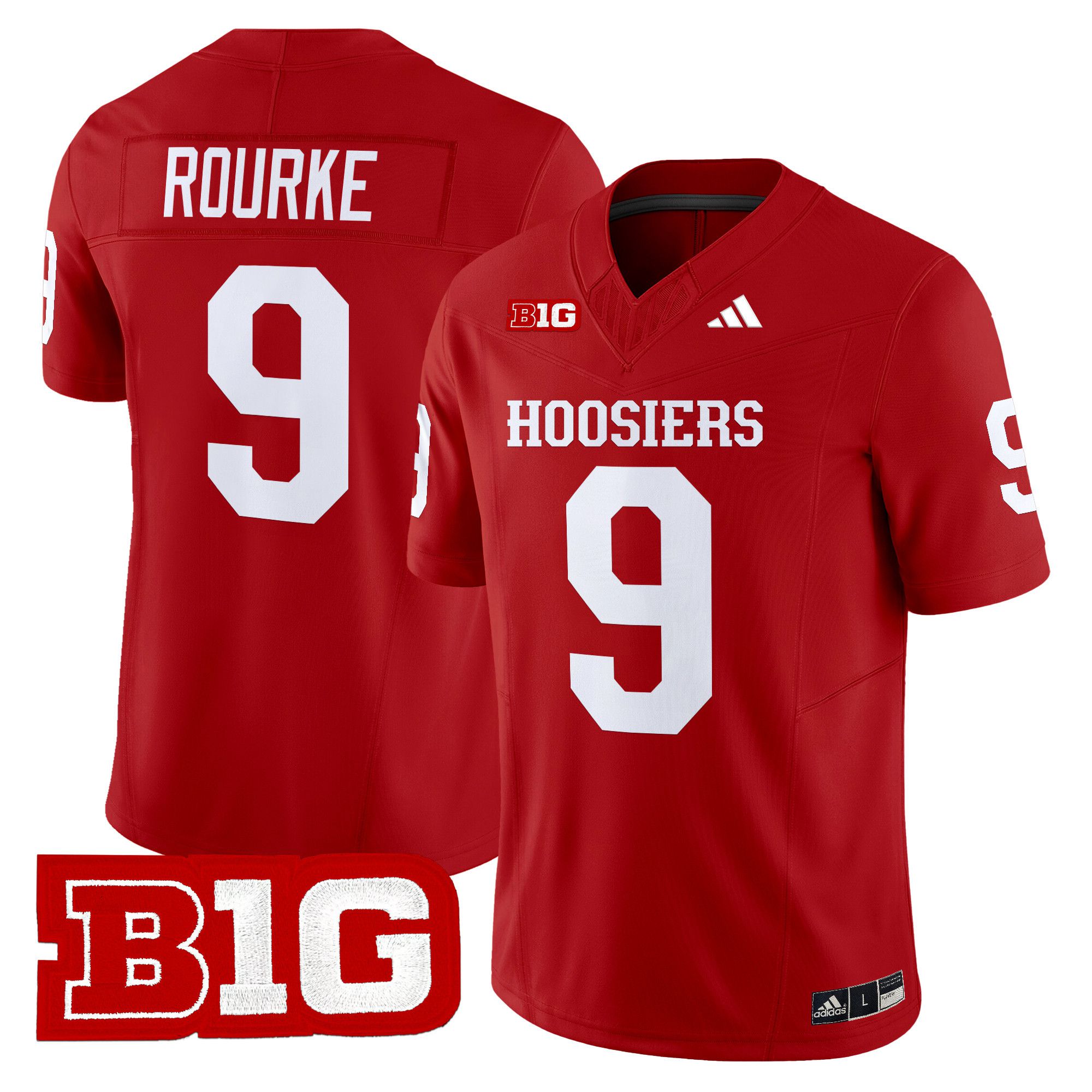 Men Indiana Hoosiers #9 Rourke Red 2024 Vapor Limited NCAA Jersey style 1